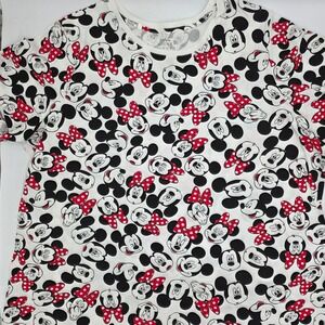 Disney Mickey Mouse All Over Print White Red Bow T Shirt Top Plus Size 3X
